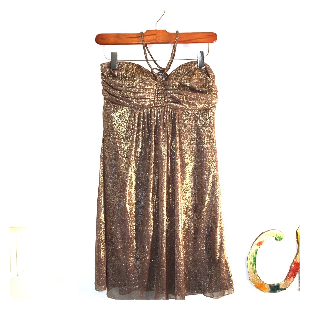 Strapless homecoming dress with a halter tie